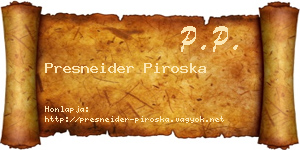 Presneider Piroska névjegykártya